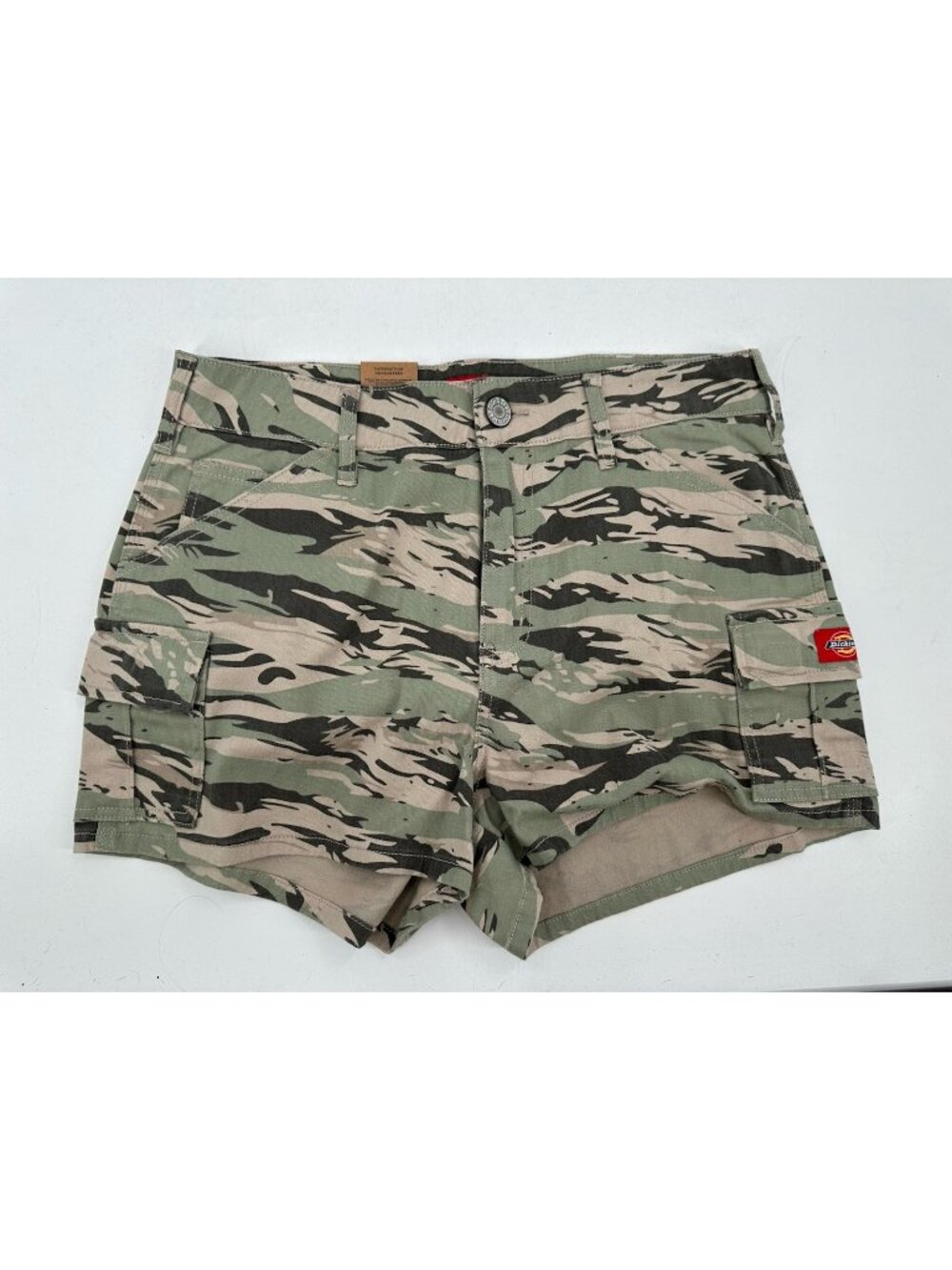 NWT Dickies Juniors Flex Camouflage Cargo Shorts High Rise Twill Green Tan 11/30